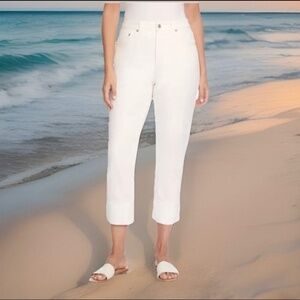 Frye High-Rise Crop Jeans Cuffed Hem Ivory Denim Women's Quick Ship